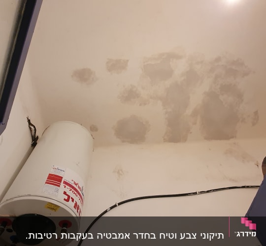 כתמי רטיבות על תקרה לבנה